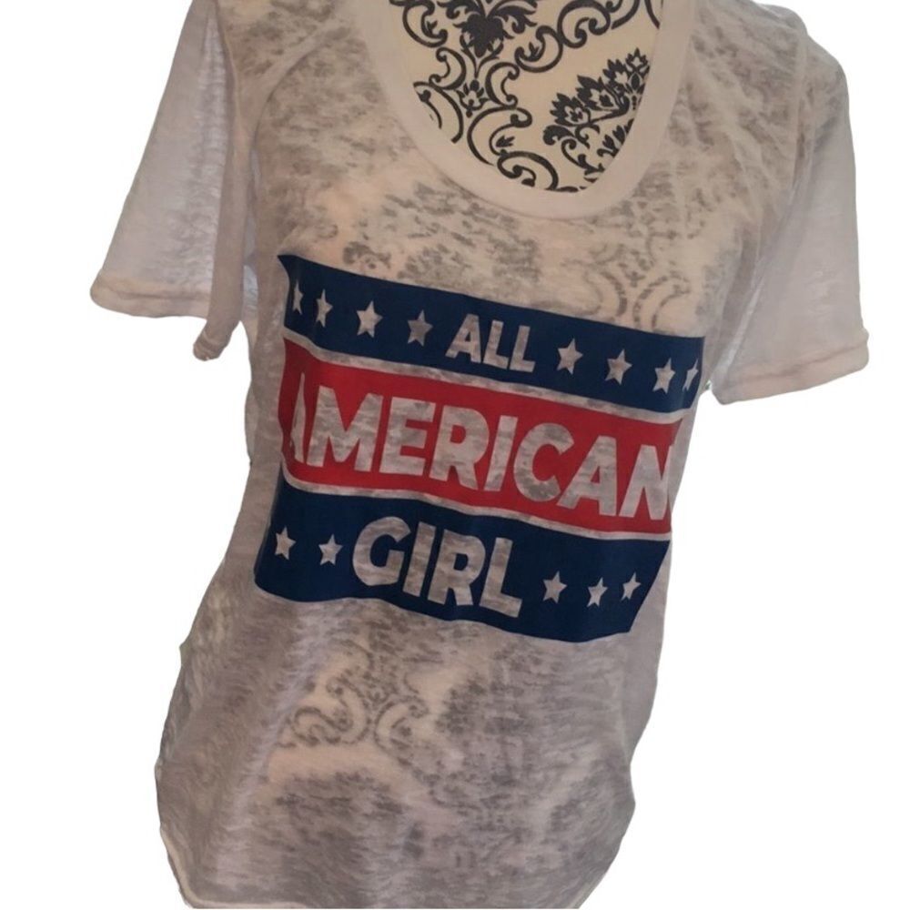 Women’s Homemade ALL AMERICAN GIRL Sheer Tee L